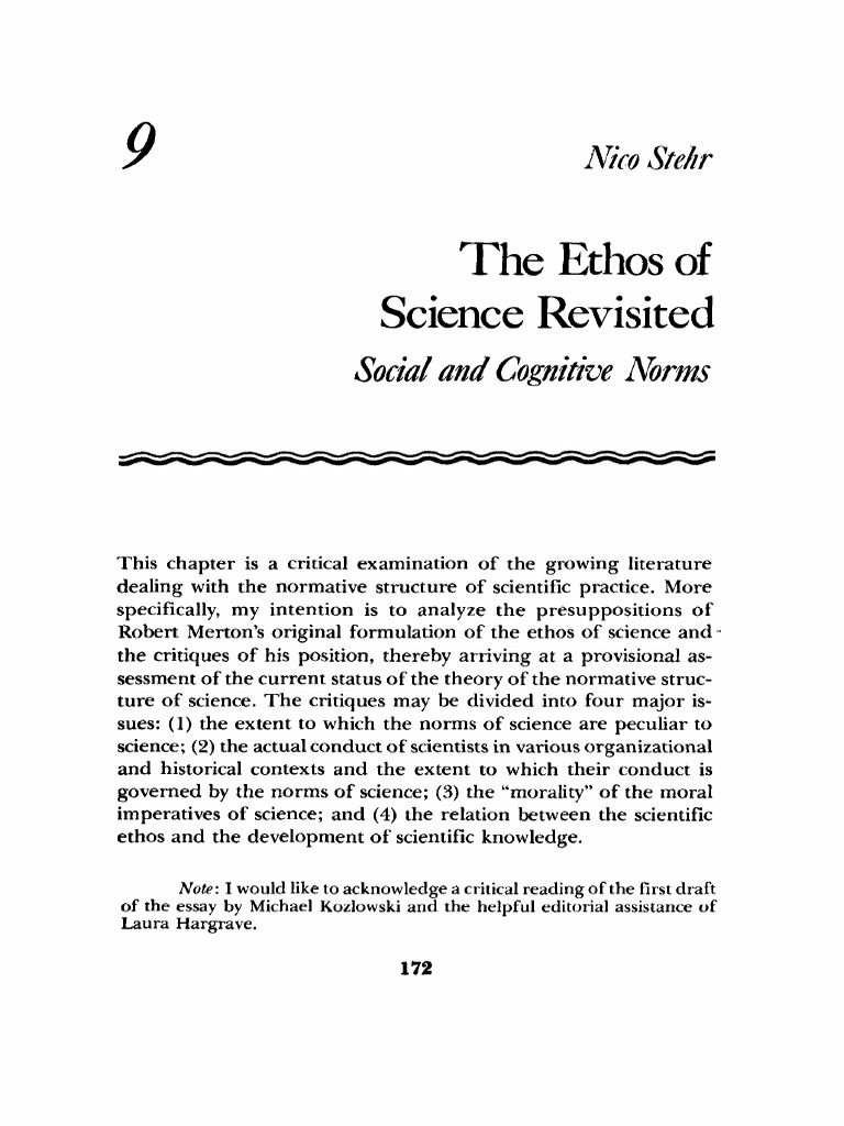 Nico Stehr - The Ethos of Science Revisited | PDF | Science ...