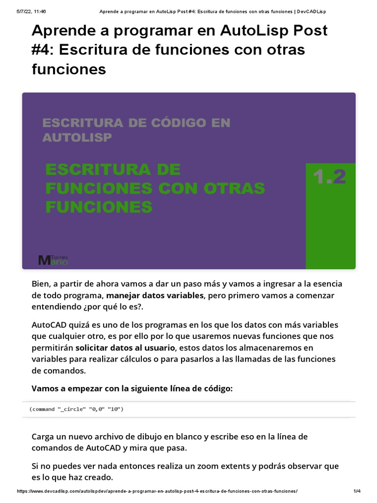Funciones en AutoLisp para AutoCAD | PDF | Lenguaje de programación ...