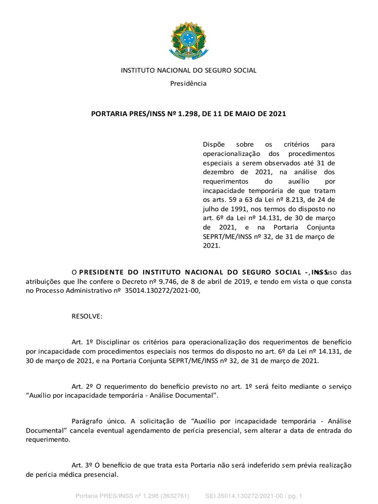 Procedimento de Pericia Documental - pt1298PRES-INSS | PDF | Justiça ...