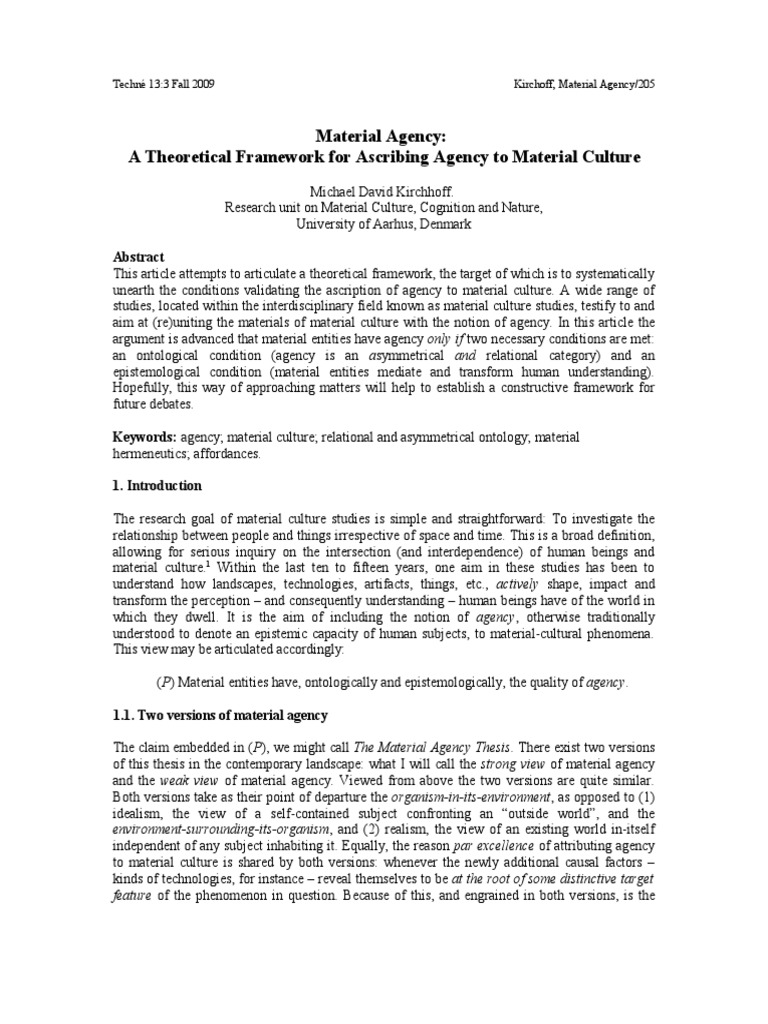 Material Agency A Theoretical Framework David PDF Hermeneutics