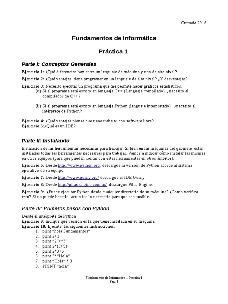 Practica 1 | PDF | Python (lenguaje de programación) | Lenguaje de ...
