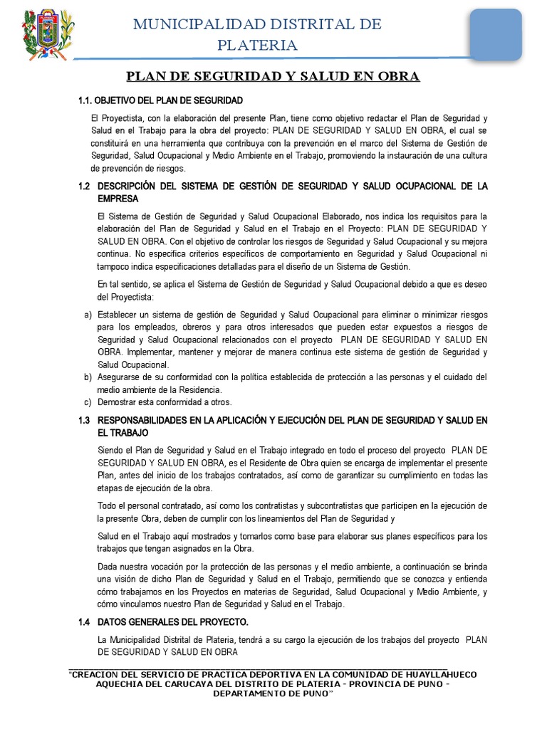 09.02. - Plan de Seguridad y Salud en Obra Camata | PDF | Seguridad y ...