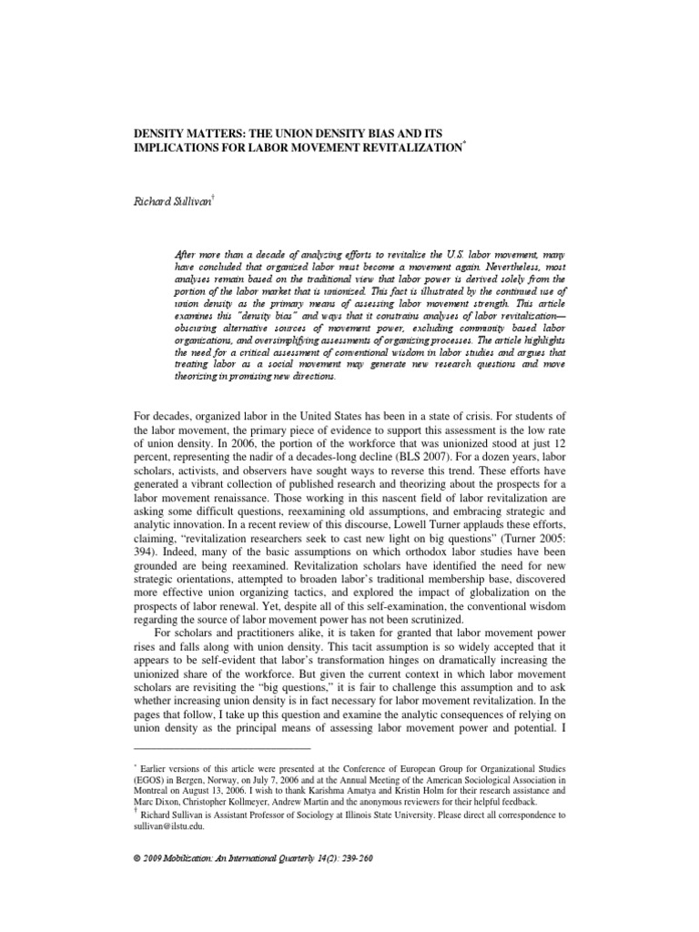 Density Matters The Union Density Bias A PDF Trade Union Labour