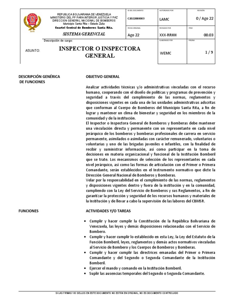 C2022080003Descripcion de Cargo Inspector o Inspectora General PDF