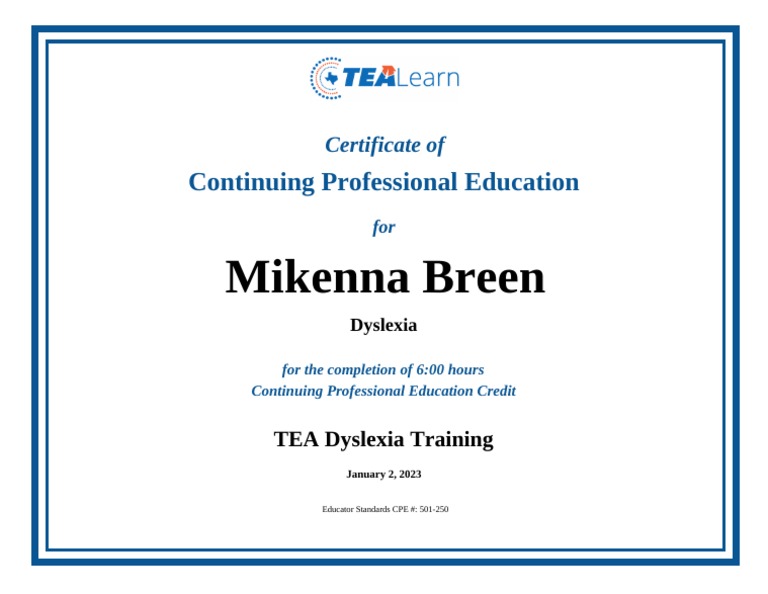 Tea Dyslexia Training 4896 PDF