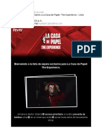 Gracias Por Apuntarte A La Casa de Papel The Experience - Lista de Espera