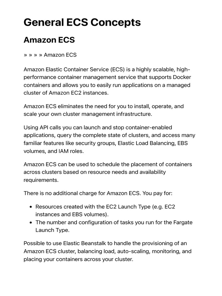 Amazon ECS Free AWS Cheat Sheets PDF Amazon  Services