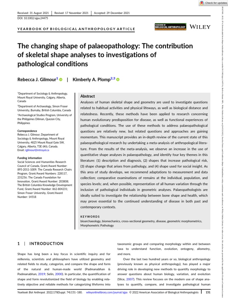 American Journal of Biological Anthropology 2022 Gilmour The