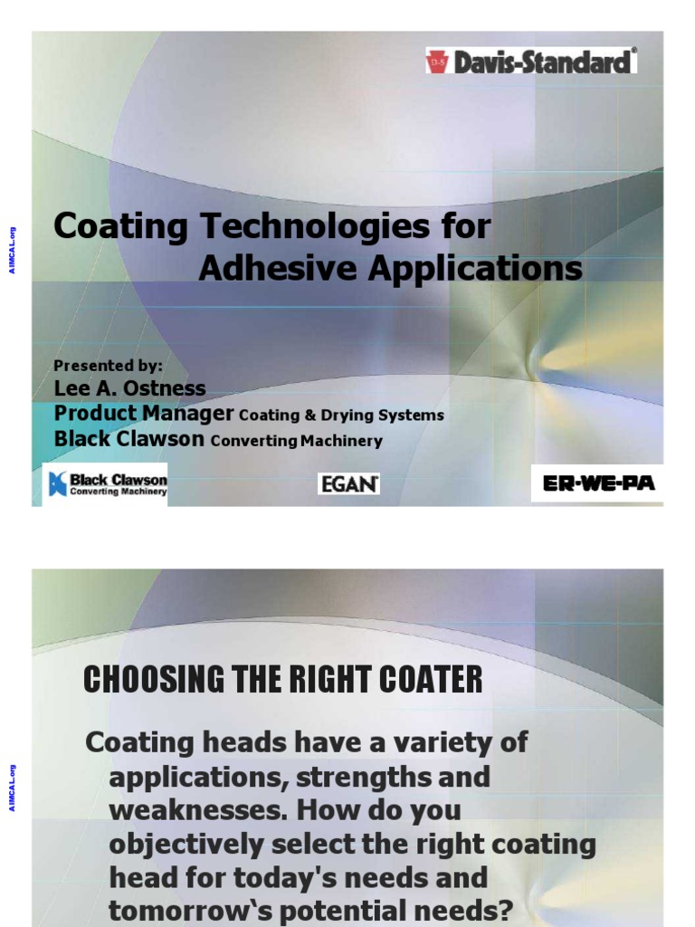 Coating Technologies For Adhesive Applications PDF Adhesive Coating