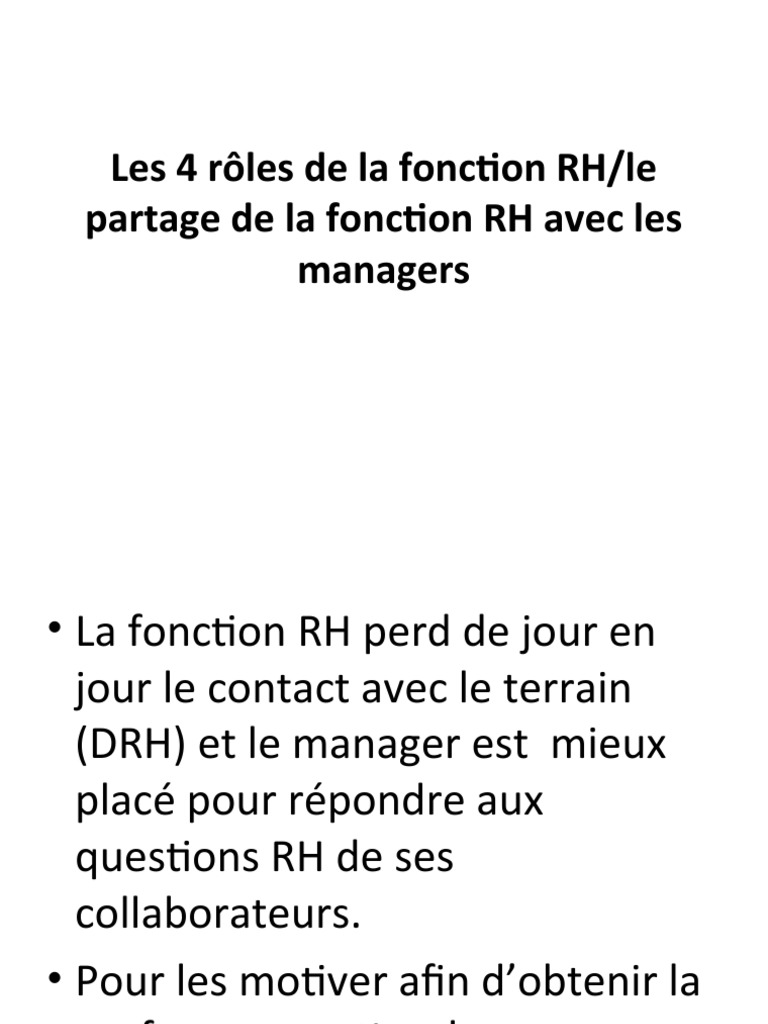 Les 4 Rôles de la Fonction RH | PDF | Développement personnel