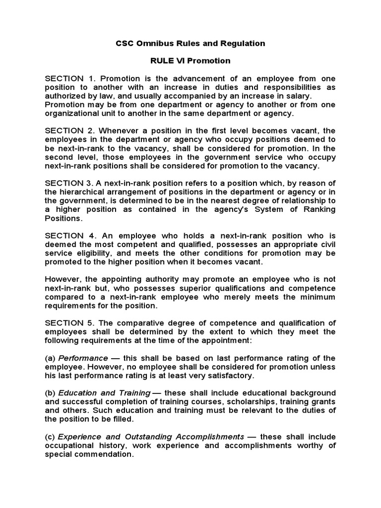 CSC Rule On Promotion PDF Employment Competence (Human Resources)