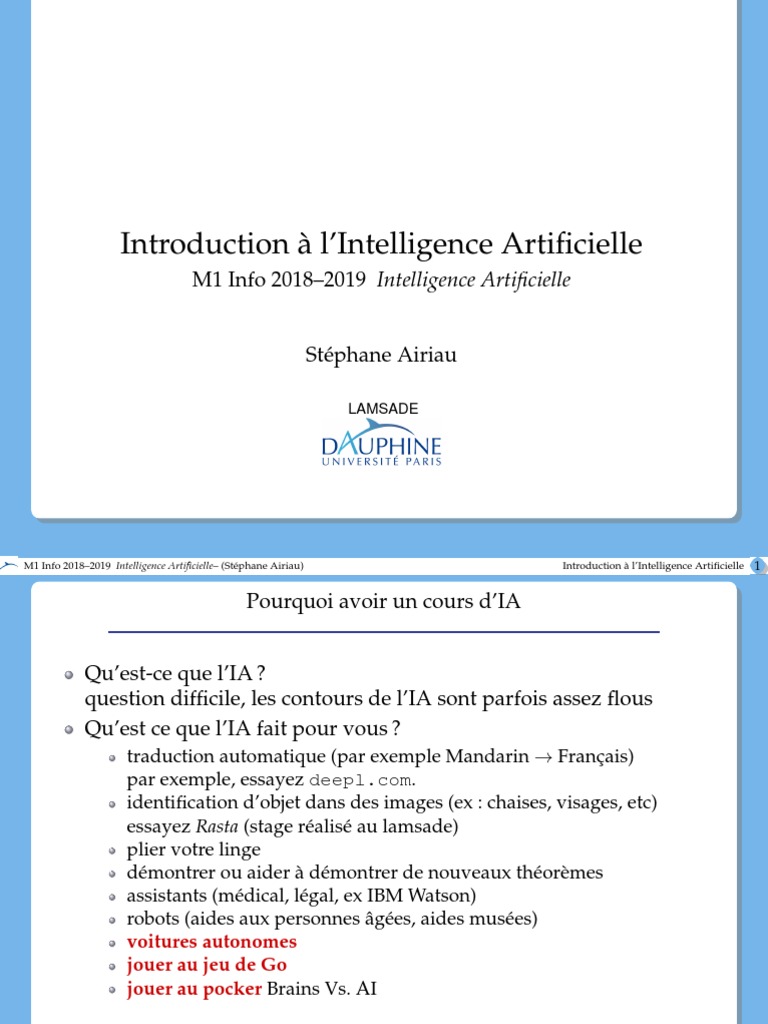 Introduction à l'Intelligence Artificielle | PDF | Intelligence ...