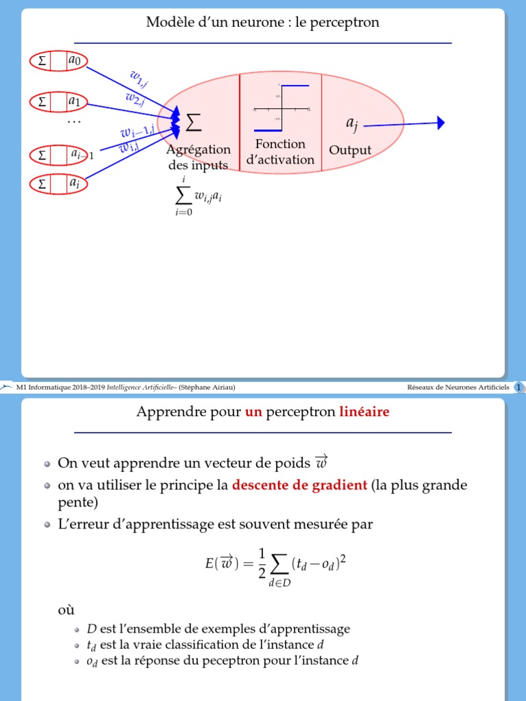 Modèle de Perceptron et Apprentissage IA | PDF | Réseau de neurones ...