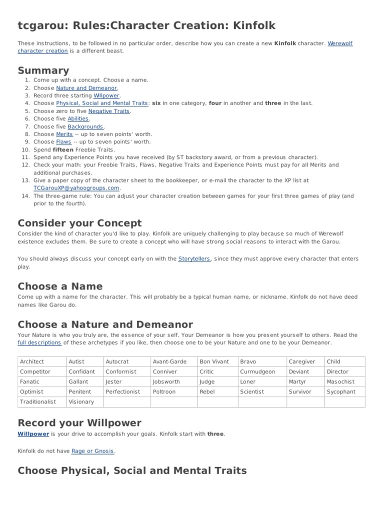 Kinfolk Character Creation Guide | PDF | Computing And Information ...
