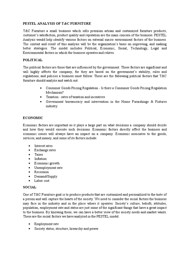 Pestel Analysis Furniture Download Free PDF Economics Taxes