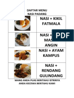 Daftar Menu Nasi Padang