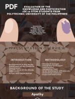 Evaluation of The Political Knowledge and Participation of Grade 12 Stem Students From Polytechnic University of The Philippines