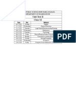 Delhi Public School Ruby Park Kolkata Class XI Unit Test II Schedule