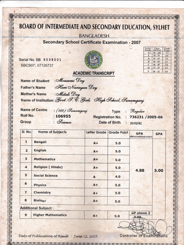 Board Exam Results and Academic Transcripts | PDF | Evaluation ...