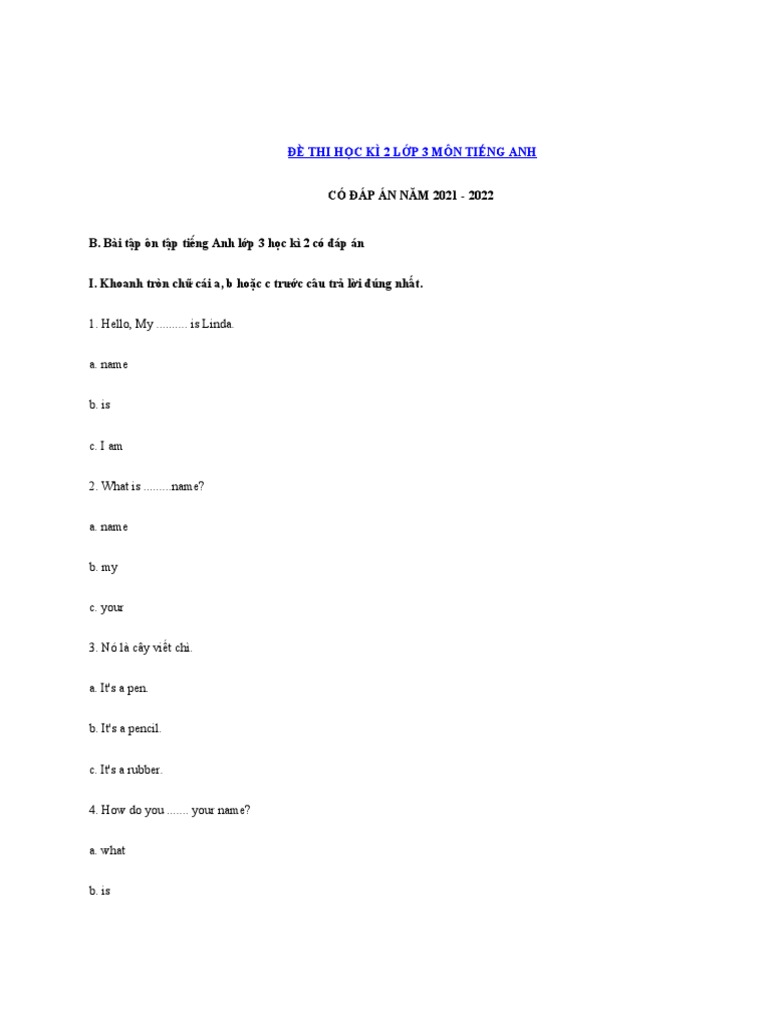 Bai On Tap Tieng Anh Lop 3 Theo Sach Moi | PDF | Vietnam