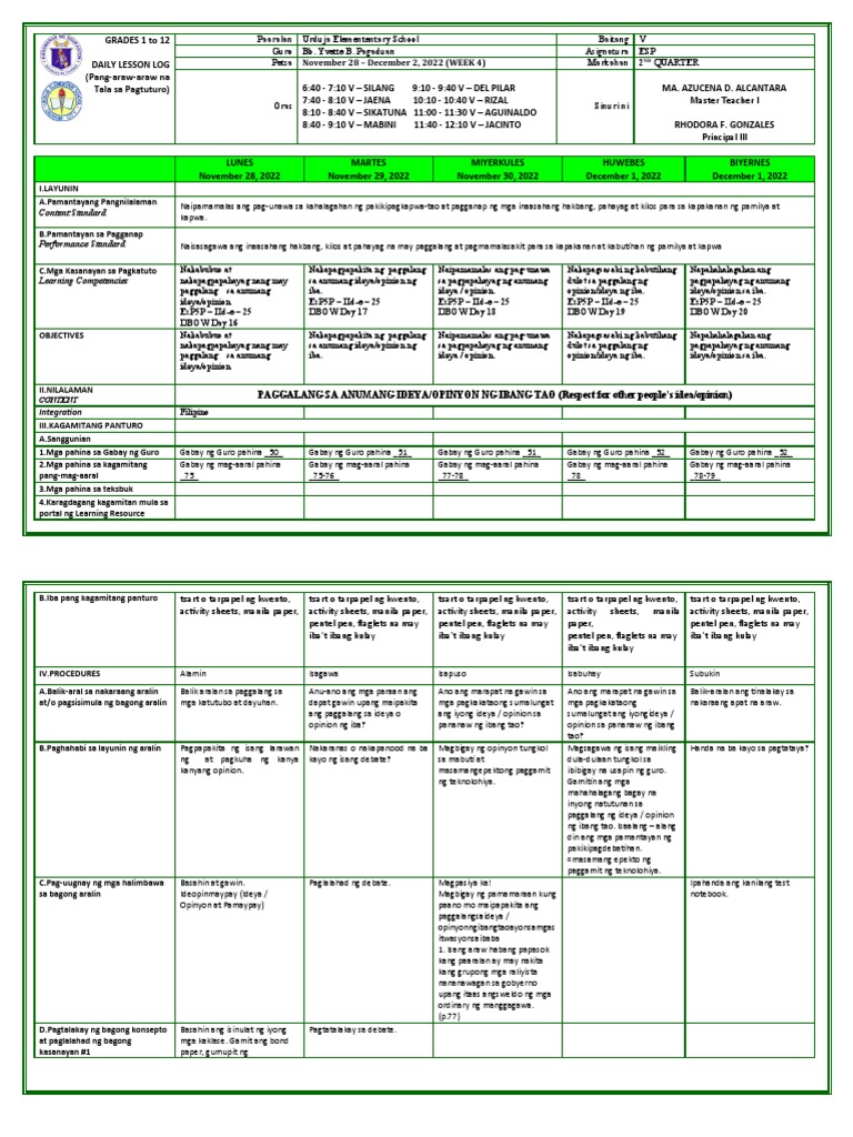 DLL - Esp 5 - Q2 - W4 | PDF
