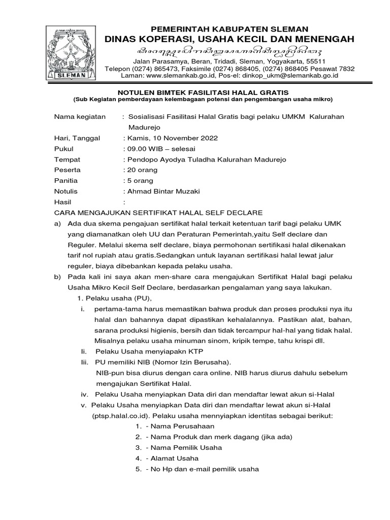 Notulen halal madurejo pdf