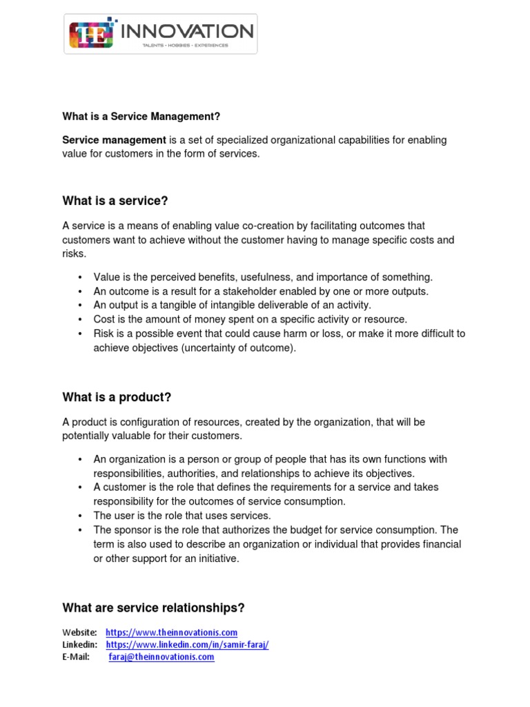 ITIL 4 Foundation Important Abbreviations and Definitions PDF Goods