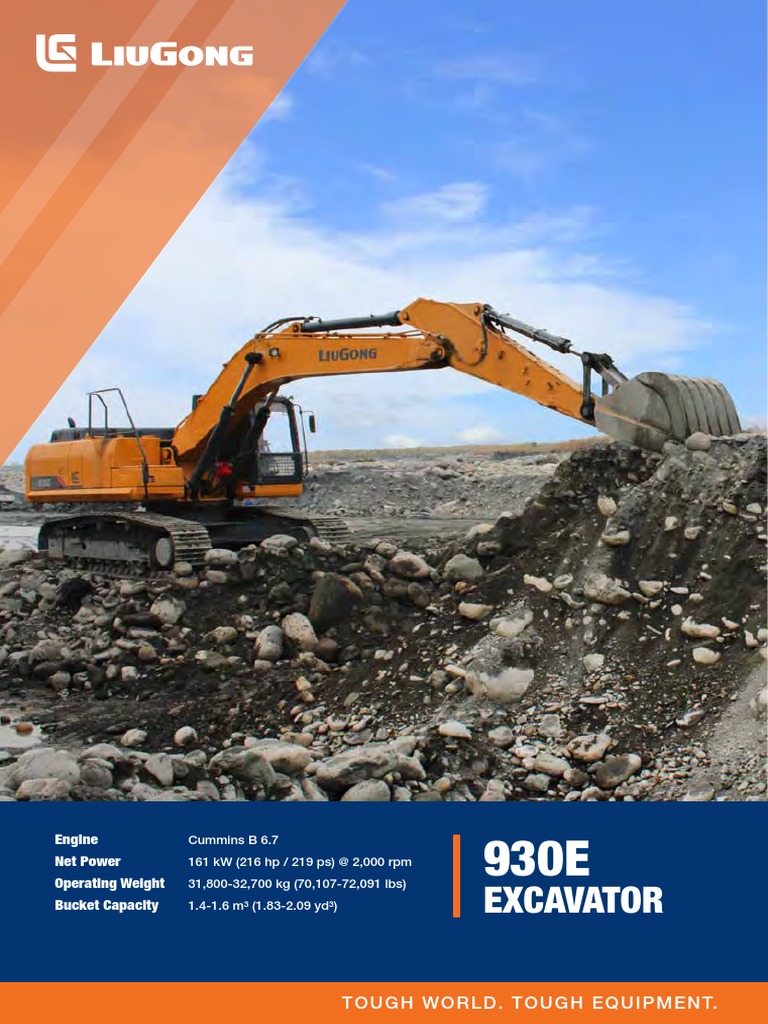 LiuGong 930E Excavator Overview | PDF | Horsepower | Engines