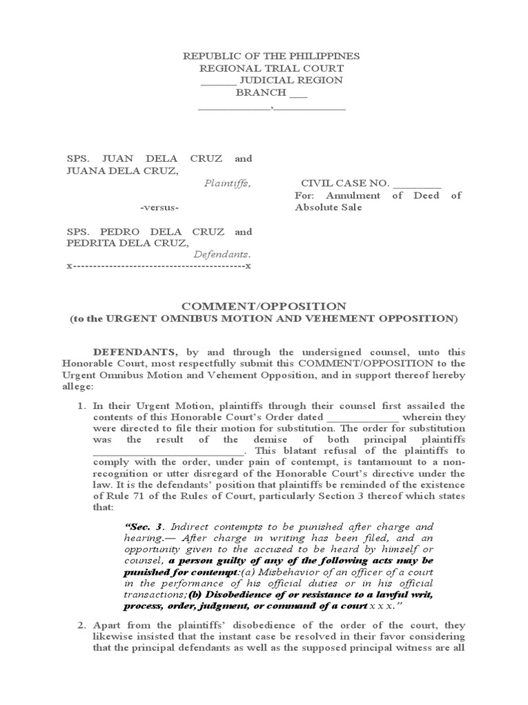 Opposition to Urgent Omnibus Motion | PDF