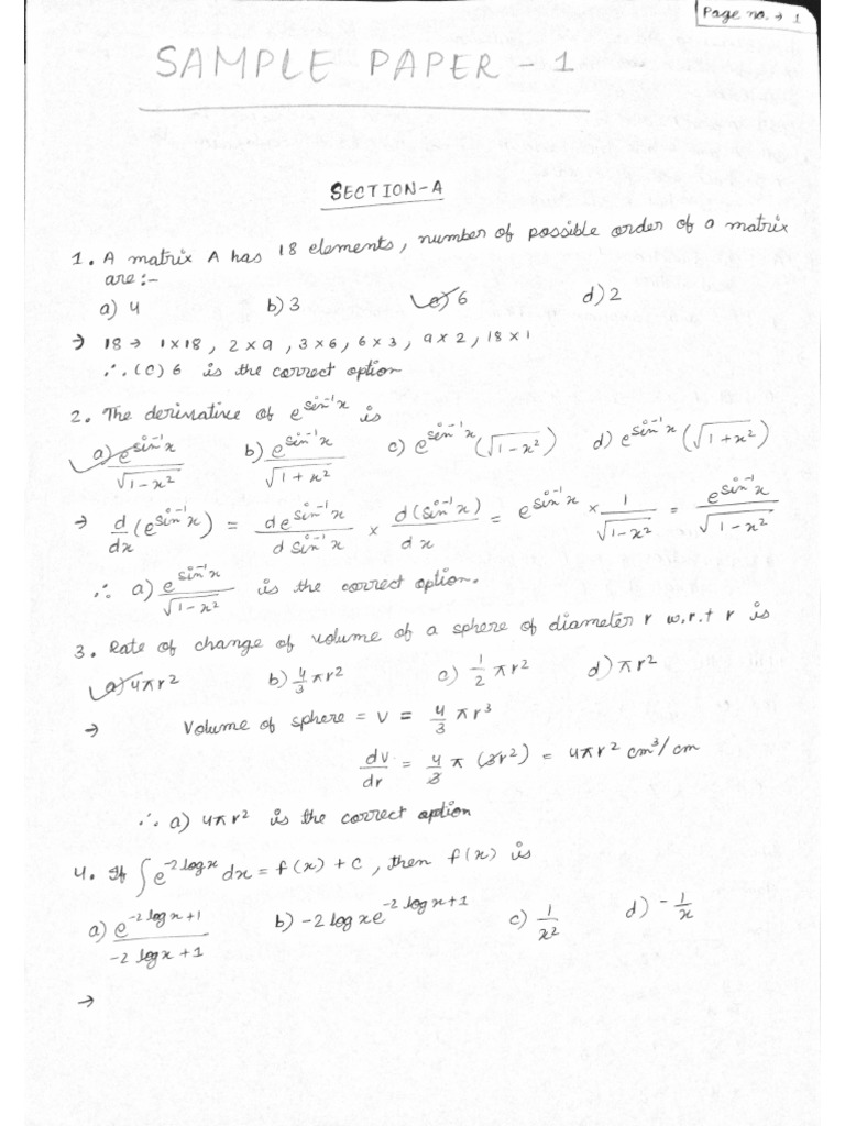 Sample Paper 1 (Maths) | PDF