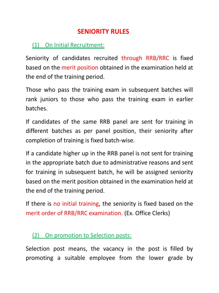Seniority Rules PDF
