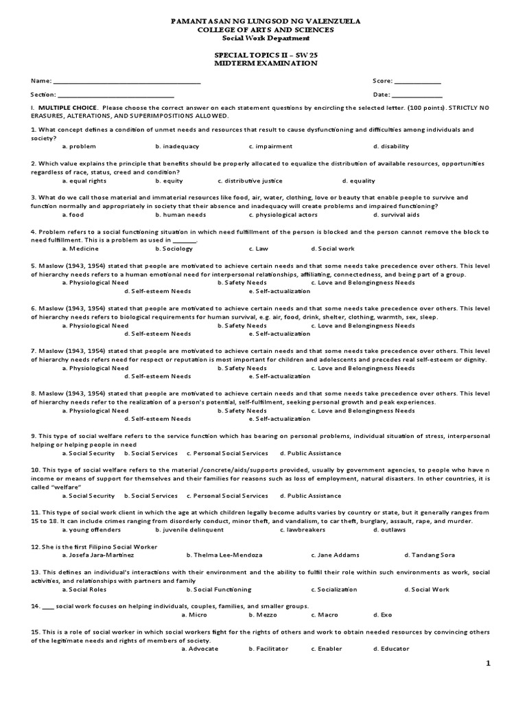 SW 25 - Examination Students Copy Encircling | PDF | Psychotherapy ...