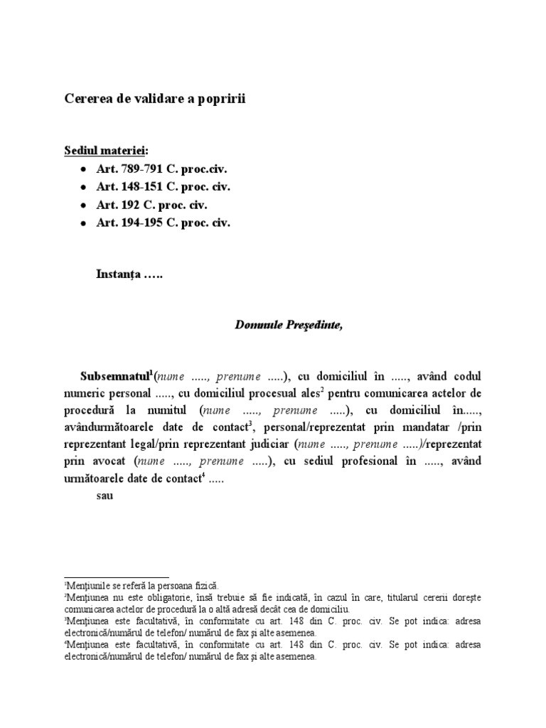 Cererea de Validare A Popririi | PDF