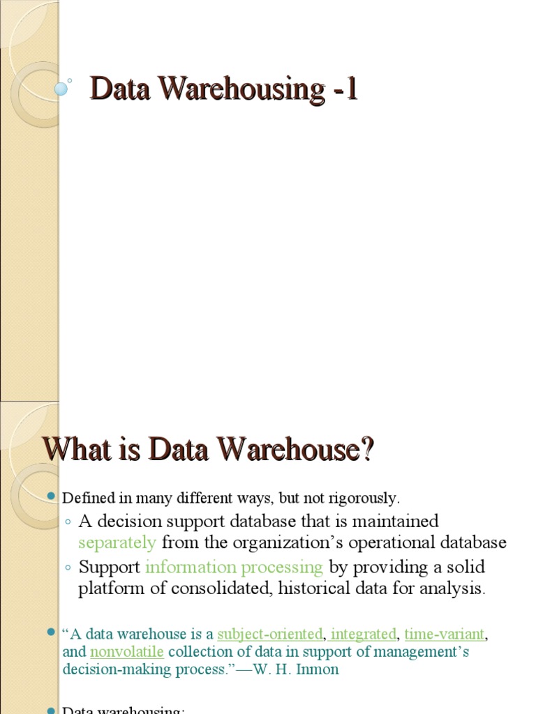Unit 1 Data Warehousing Part Iii Pdf Data Warehouse Databases