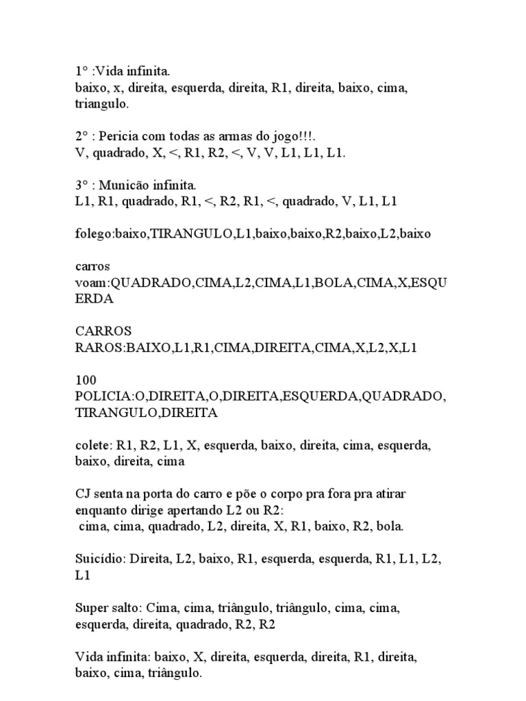 Manhas Od Gta San Andreas PS2, PDF, Transporte