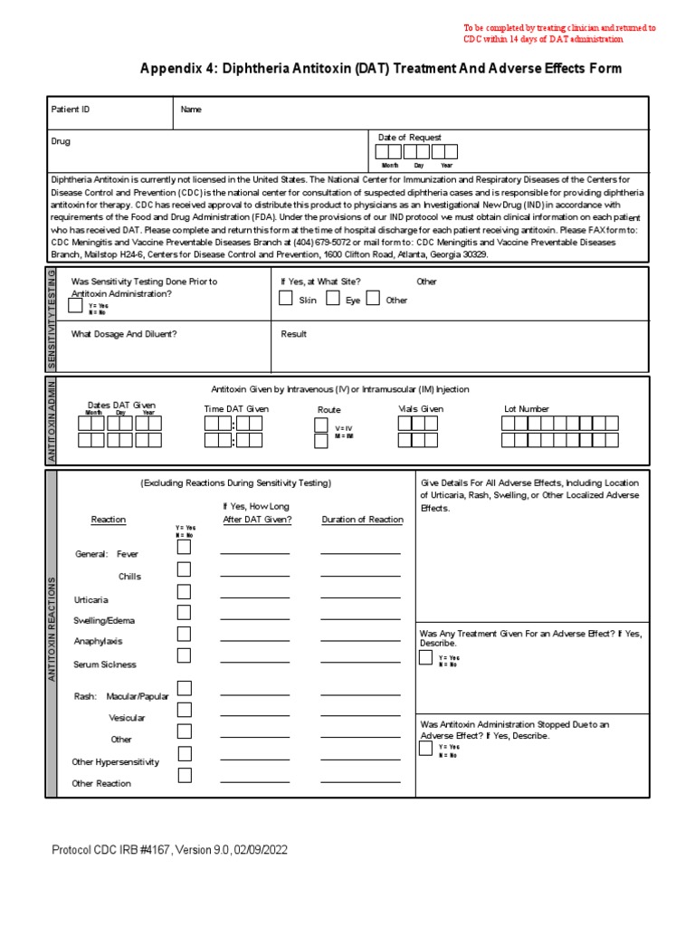 Appendix 4 Adverse Event Report Form | PDF | Adverse Effect | Centers ...