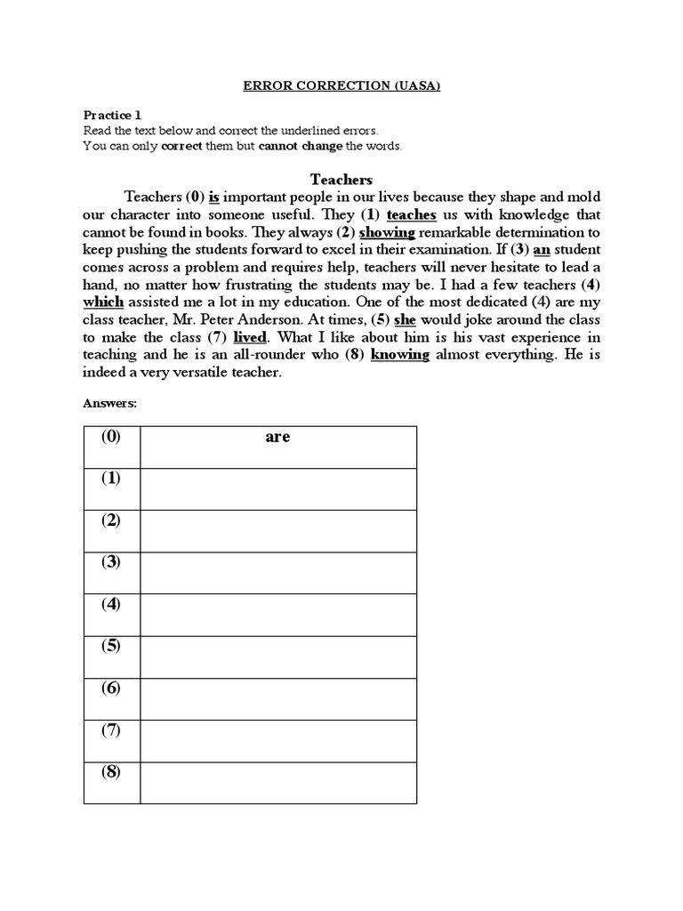 Error Correction Practice Guide | PDF | Career & Growth
