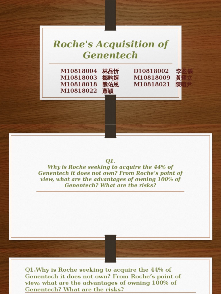 Roche S Acquisition of Genentech | PDF | Mergers And Acquisitions ...