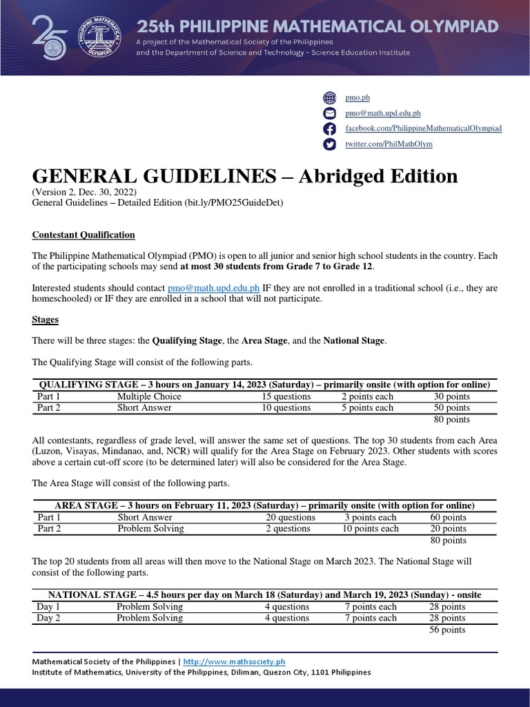 PMO 2025 Qualifying Stage Guidelines | PDF