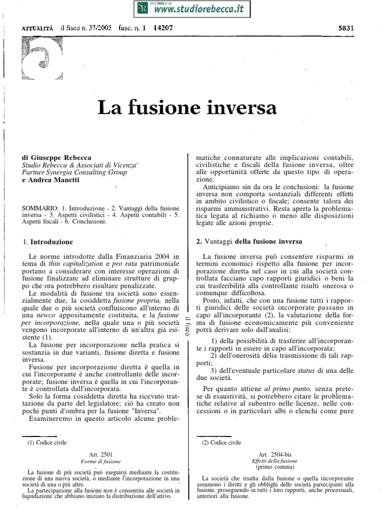 Fusione Diretta Inversa | PDF