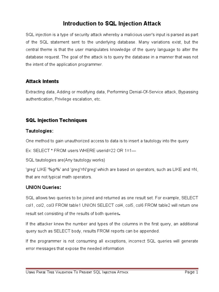 SQL Injection Report | PDF | Sql | Software Engineering