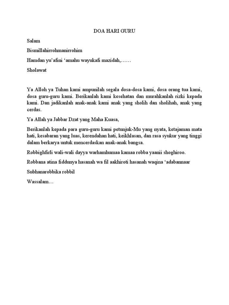 Doa Khusus untuk Hari Guru | PDF