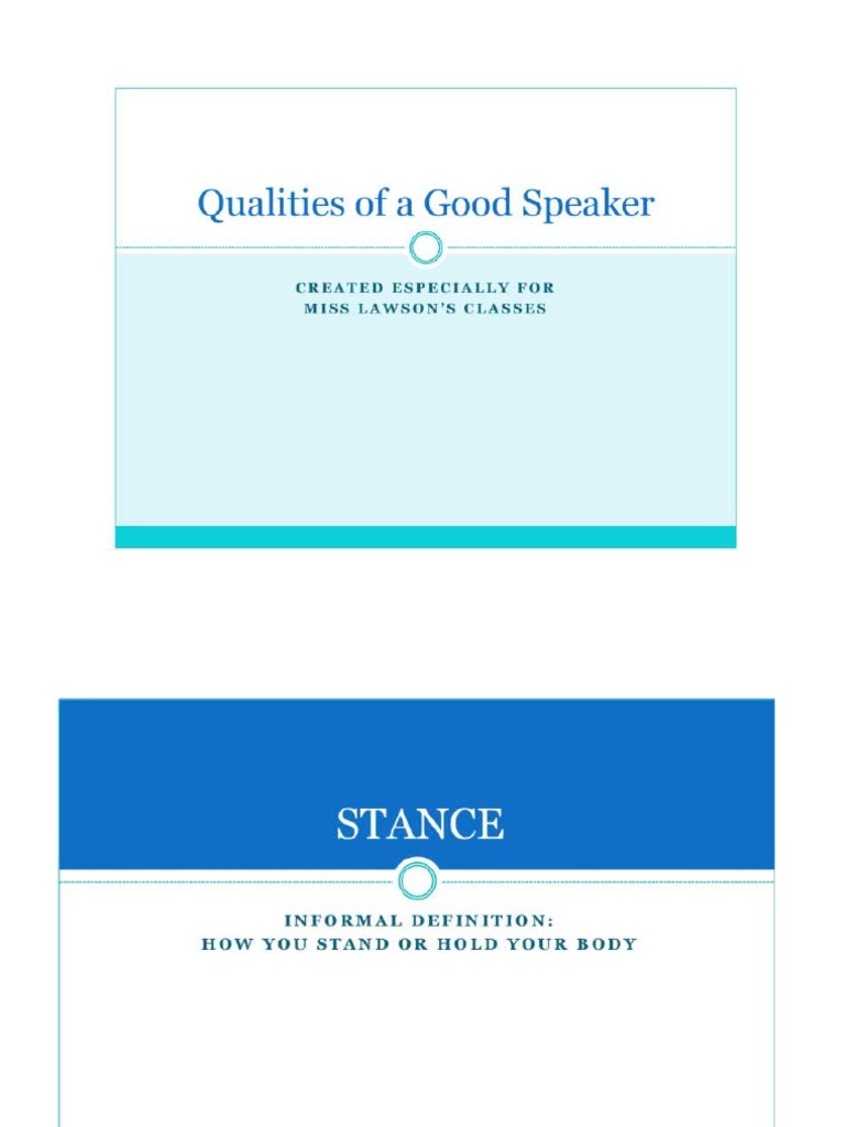 Qualities of Good Speaker PDF