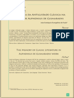 A memória da Antiguidade Clássica na escrita de Alphonsus de Guimaraens