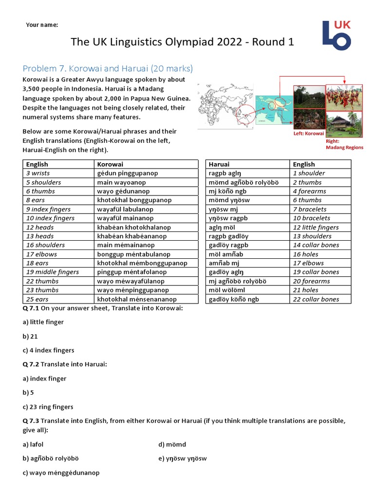 7 - Adv - UKLO 2022 Korowai and Haruai - Complete Script | PDF | Finger ...