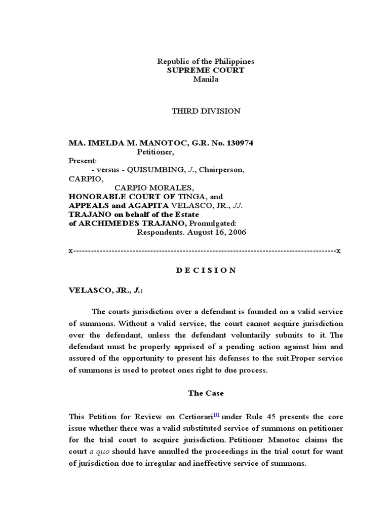 Validity of Substituted Service of Summons | PDF | Service Of Process ...