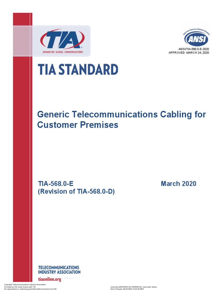 TIA-568.0-E March 2020 Telecomm Cabling Standard | PDF | Intellectual ...