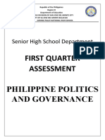 Senior High School Department: First Quarter Assessment Philippine Politics and Governance