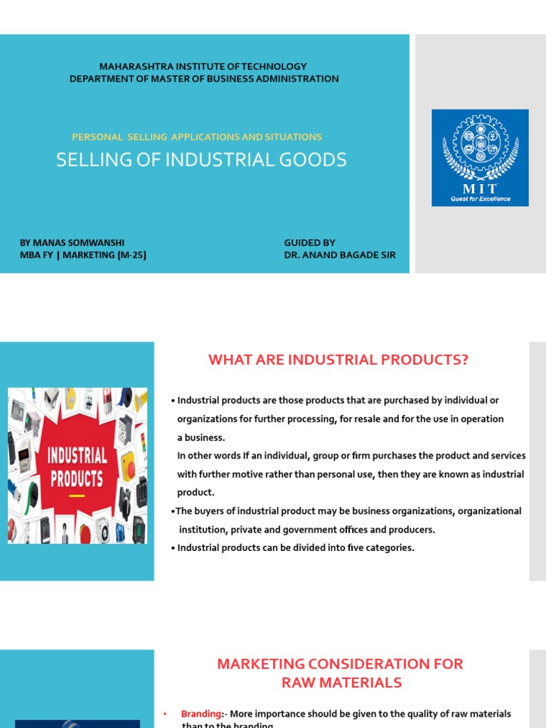 Selling of Industrial Products PDF Sales Goods
