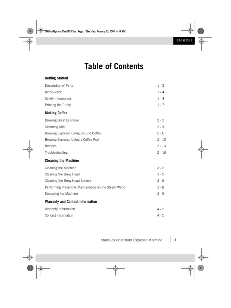 Starbucks Barista Espresso Machine Manual PDF Coffee Drink